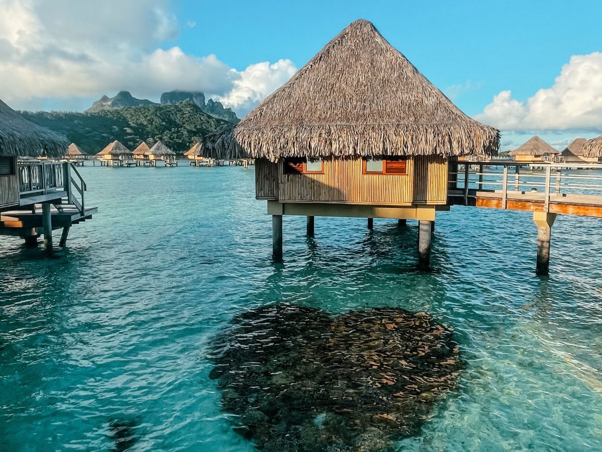 Pilings at the InterContinental Le Moana Hotel with heart in the water